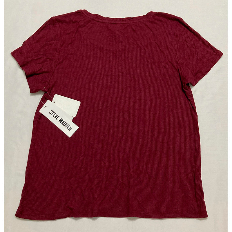 Steve Madden Ribbed Only Short-Sleeve Sleep Tee Zinfandel L