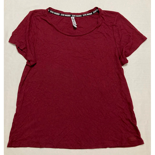 Steve Madden Ribbed Only Short-Sleeve Sleep Tee Zinfandel L