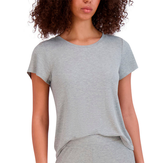 Steve Madden Ribbed Only Short-Sleeve Baby Sleep Tee Grey XL