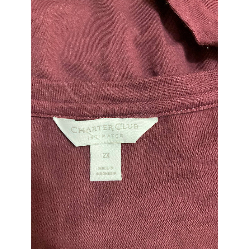 Charter Club Plus Size Only Long-Sleeve Top Burgundy 2X