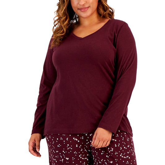 Charter Club Plus Size Only Long-Sleeve Top Burgundy 2X