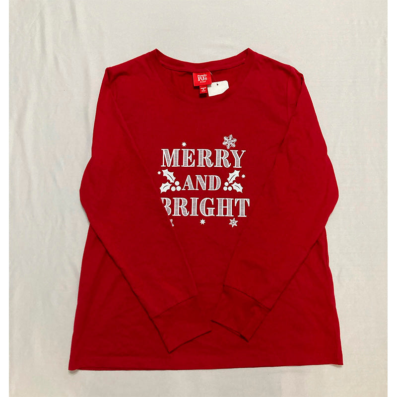 Family Pjs Sleep Top Round Neck Women Red M