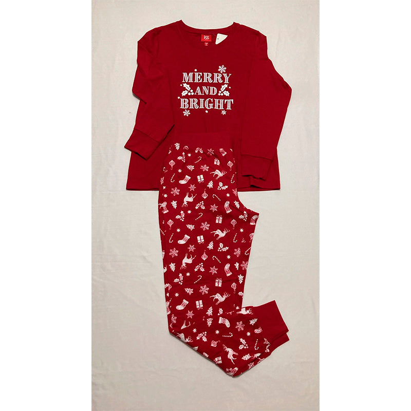 Family Pj Set 2 Piece Top & Pants Red Christmas M