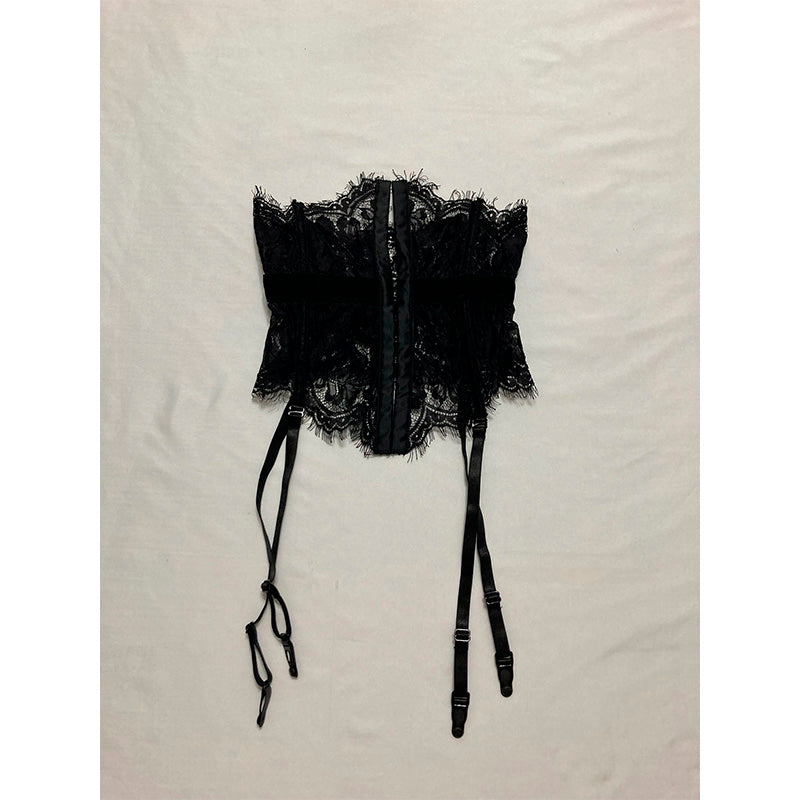 Hauty Eyelash Lace Garter Belt Black XS