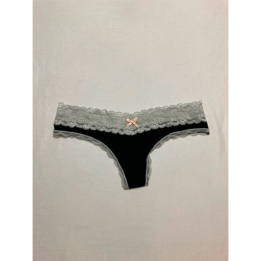 Honeydew Thong With Lace Black/Grey L