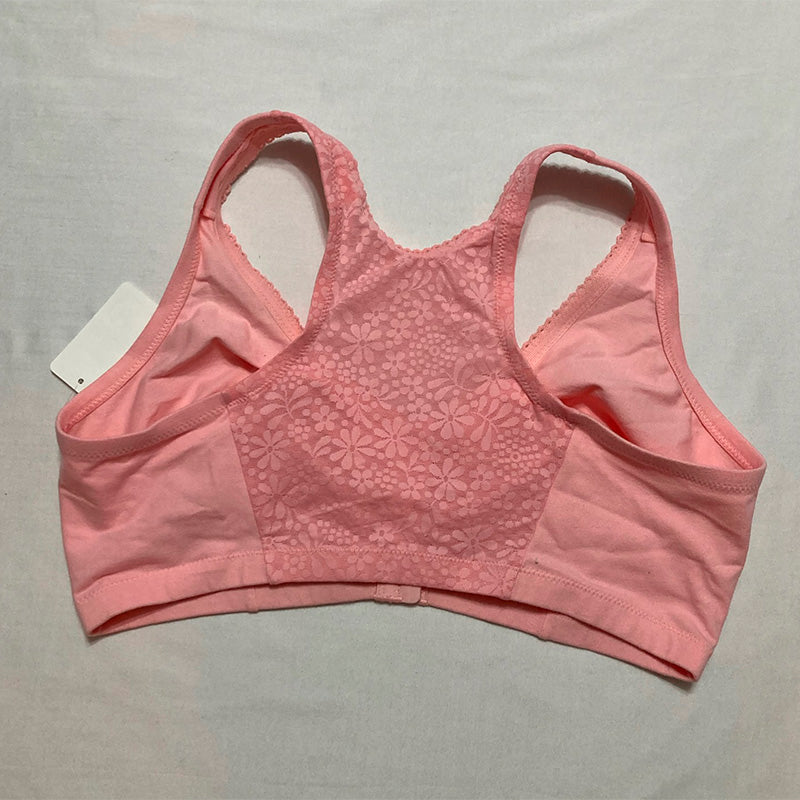 Glamorise Front-Closure Cotton T-Back Wirefree Pink Blush 44 B/C/D