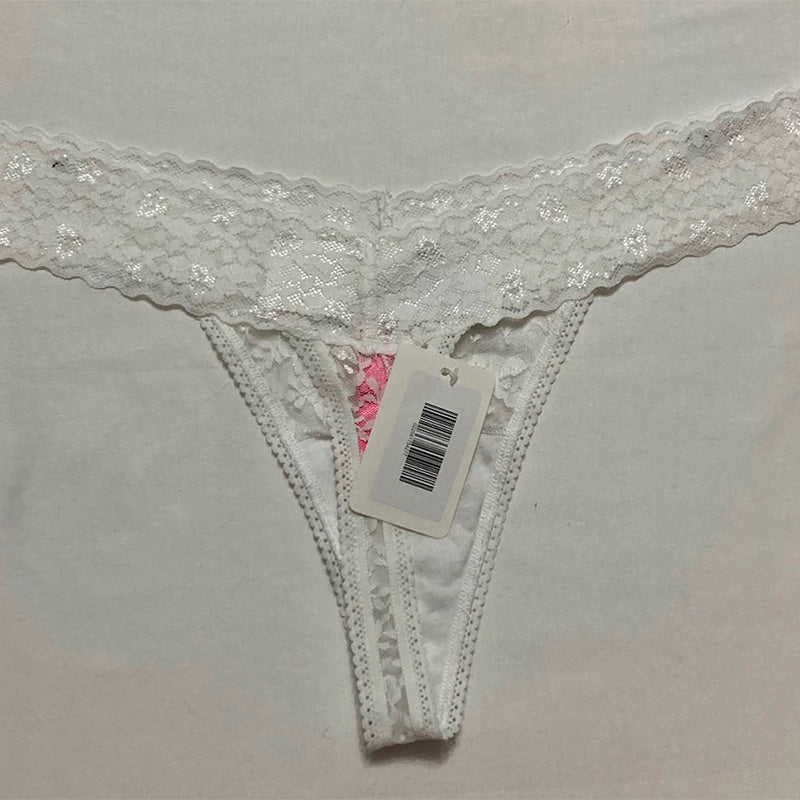 Betsey Johnson Lace Thong White XL
