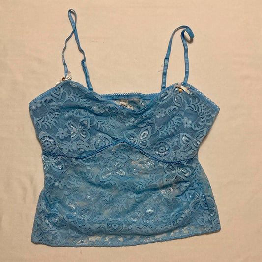 Cotton On Lace Top Adjustable Straps Blue S