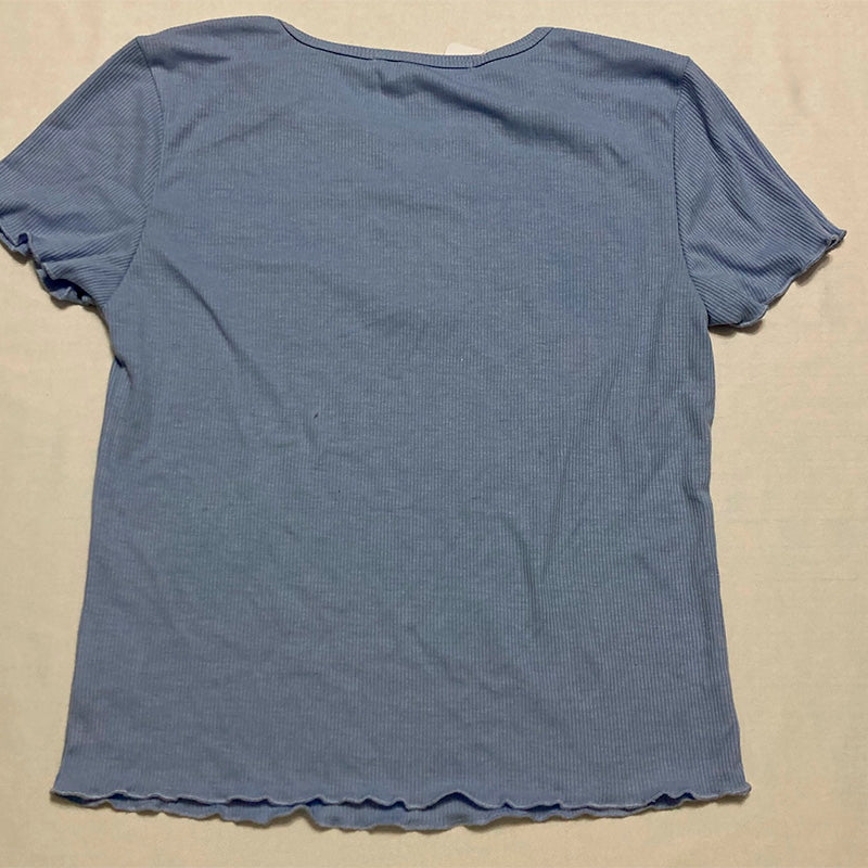 NWD Hippie Rose Crewneck Short-Sleeve Rhinestone T-Shirt Blue M