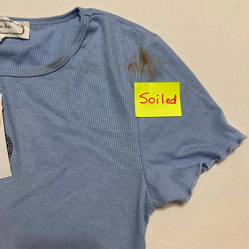 NWD Hippie Rose Crewneck Short-Sleeve Rhinestone T-Shirt Blue M