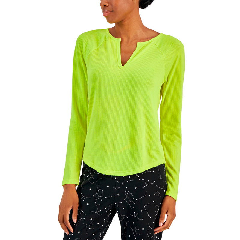 NWD Jenni Split-Neck Pajama Top Electric Yellow S