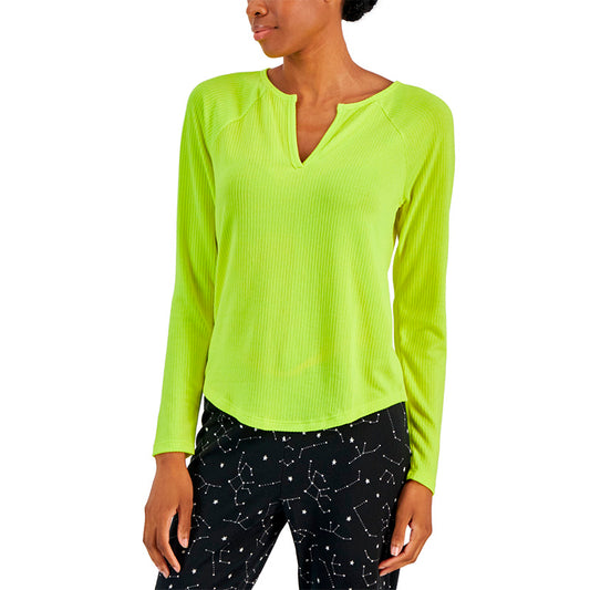 NWD Jenni Split-Neck Pajama Top Electric Yellow S