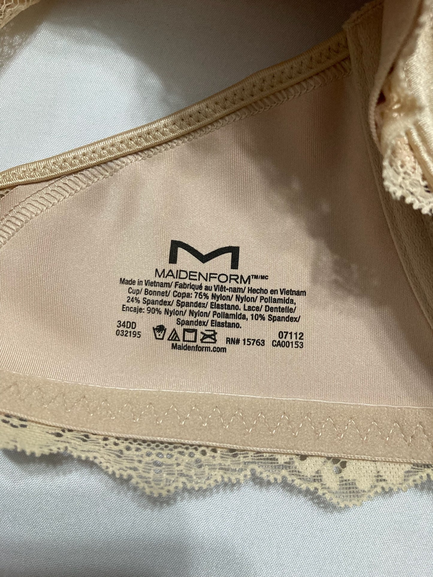 NWD Maidenform Pure Genius T-Back Bra Latte Lift 34DD
