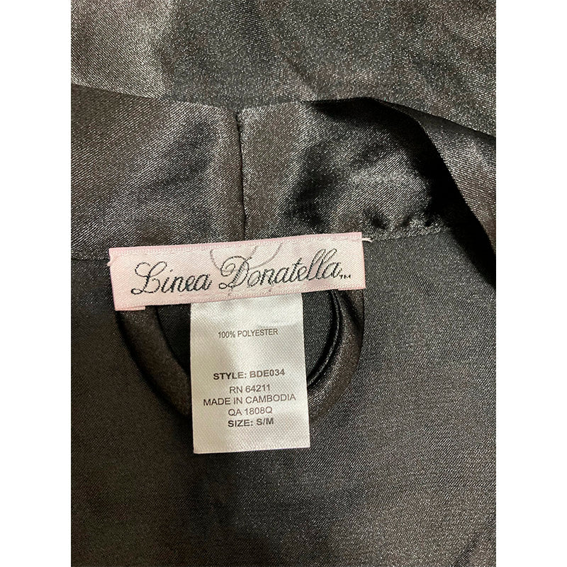 NWD Linea Donatella Satin Wrap Robe Black S/M