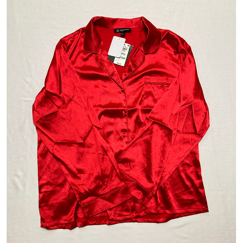 INC Satin Notch Collar Only Pajama Top Ski Patrol L