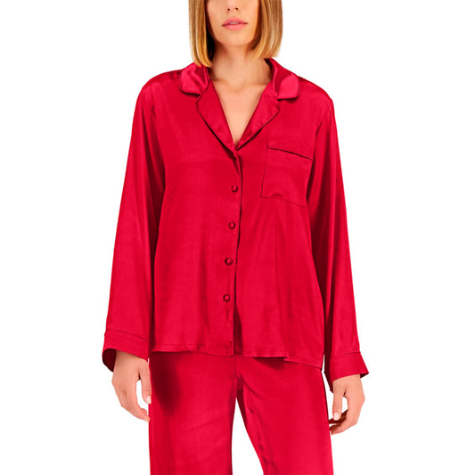INC Satin Notch Collar Only Pajama Top Ski Patrol L