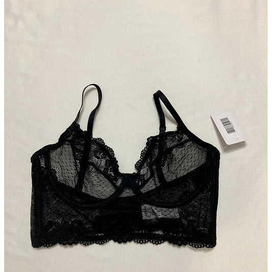 Leonisa Bralette Lace Adjustable Straps Black 34