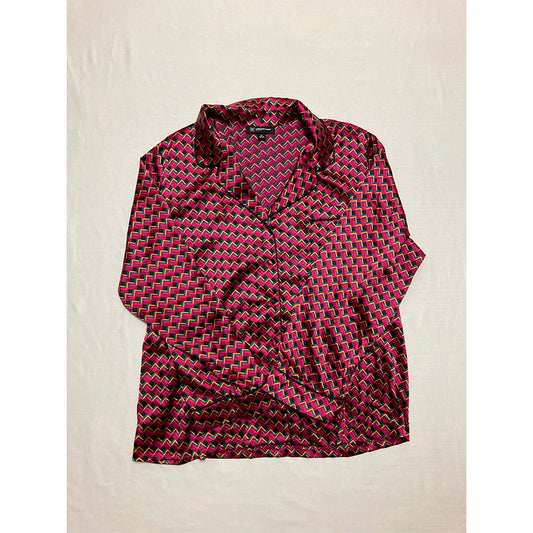INC Only Pajama Top Notch Collar Multicolor XL