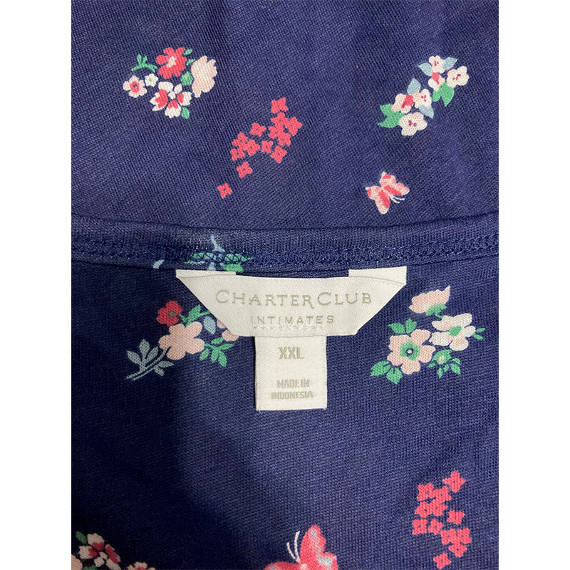Charter Club Cotton Printed Only Pajama Top Navy 2XL