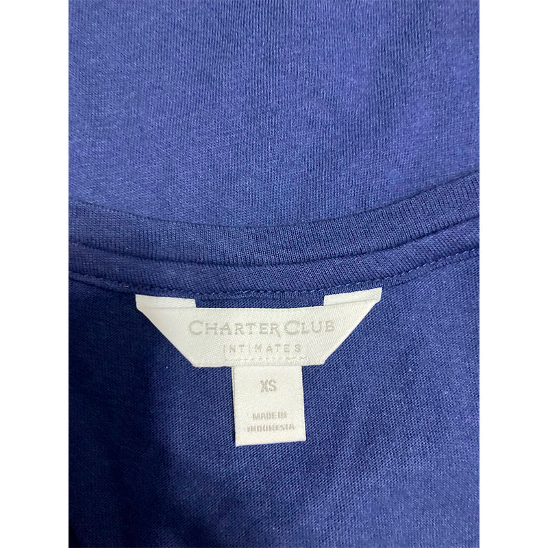 Charter Club Womens Cotton Pajama Top Navy XS