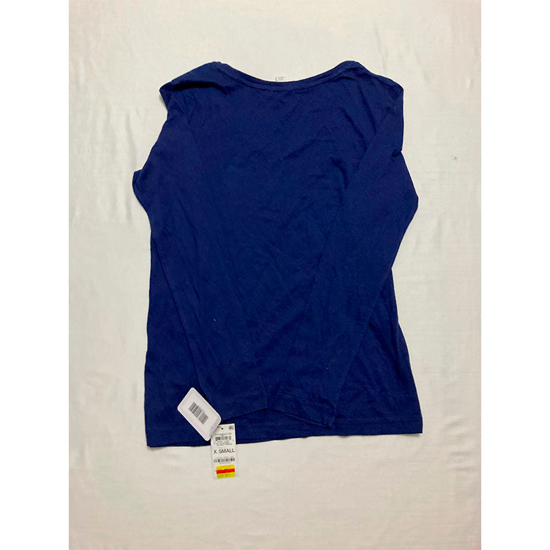 Charter Club Womens Cotton Pajama Top Navy XS