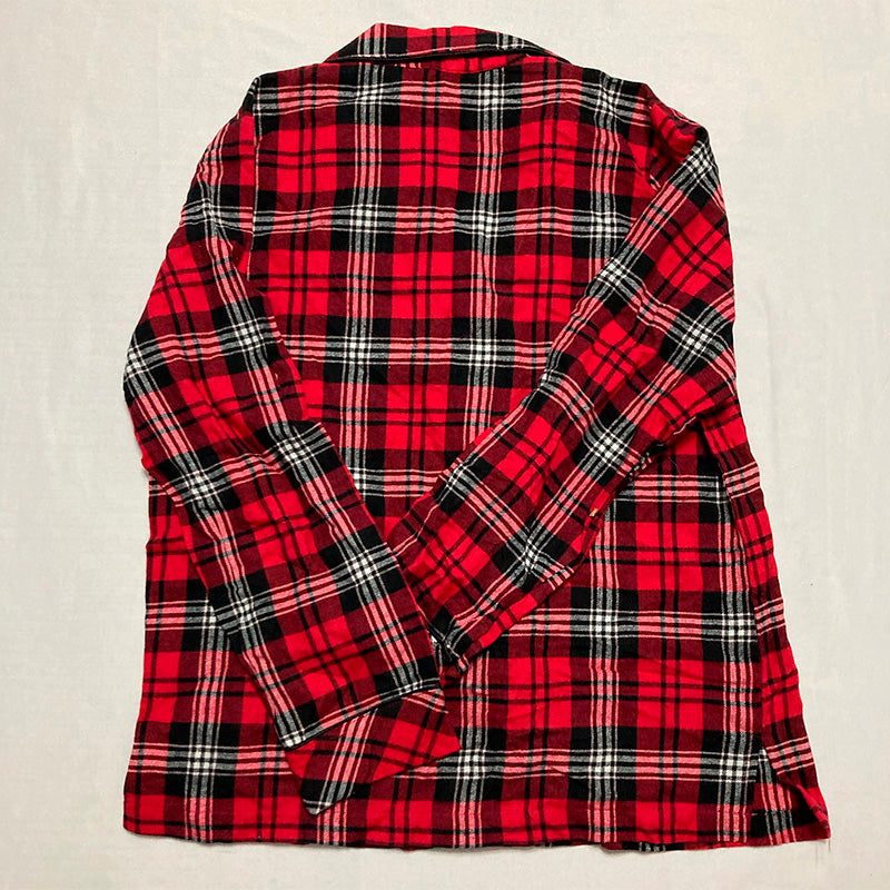 Charter Club Printed Cotton Flannel Only Pajama Top Red M