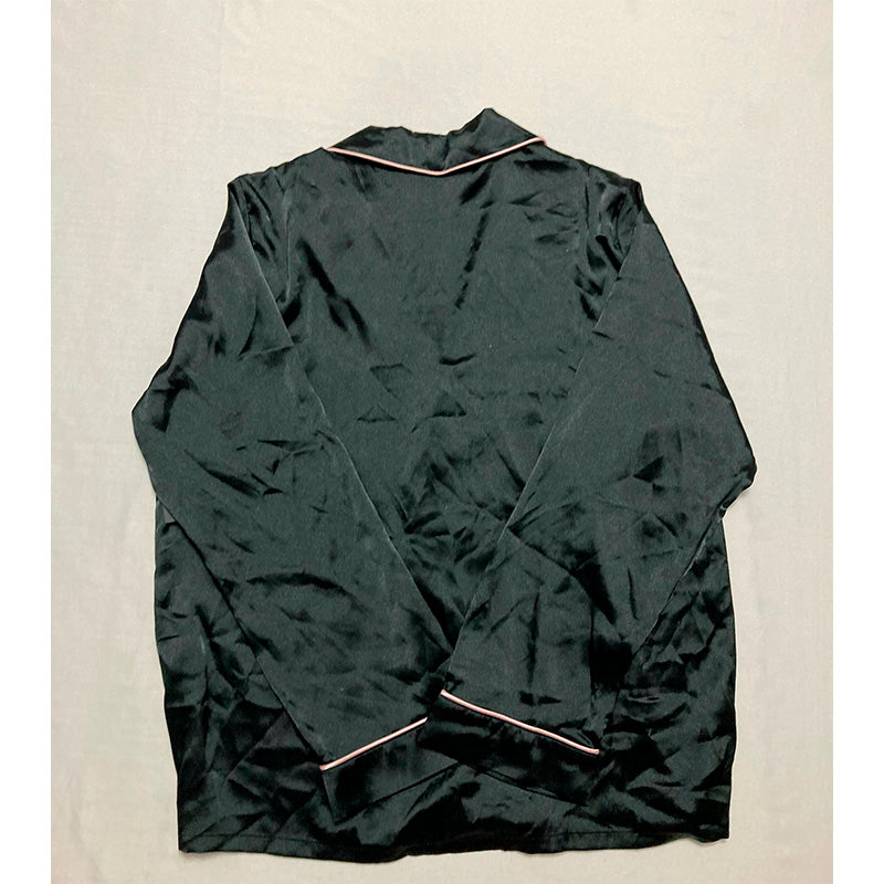 INC Satin Notch Collar Only Pajama Top Black M
