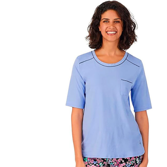 Cotton-Blend Elbow Sleeve Crew Neck Only Top Pajama Purple L