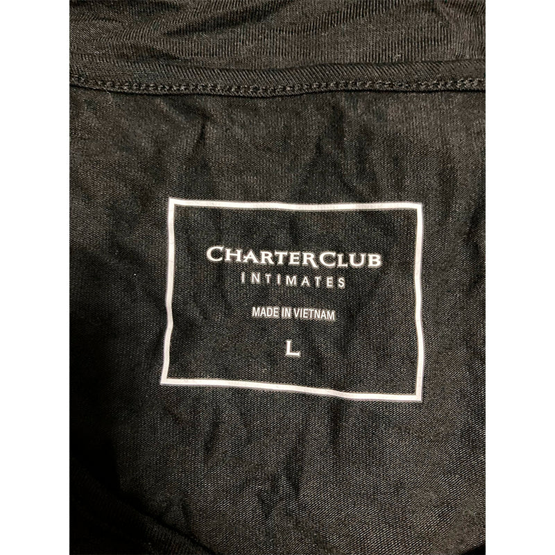 Charter Club Cotton Lace-Trim Only Pajama Top Black L