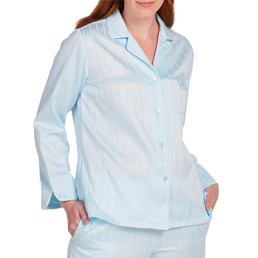 Miss Elaine Only Pajama Top Long Sleeve Blue L