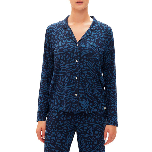Gap Notched-Collar Long-Sleeve Only Pajama Top Blue L
