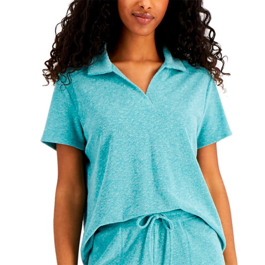 Alfani Terry Clothing Only Pajama Top Aqua 2XL