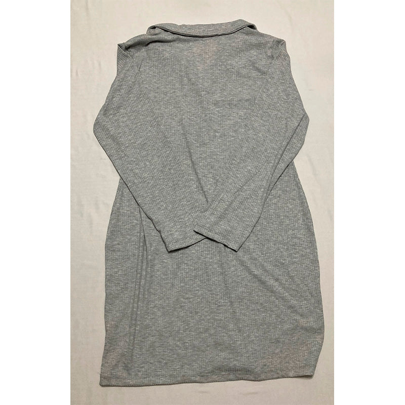 Jolie & Joy Dress Long Sleeve Notch Collar Grey 3X