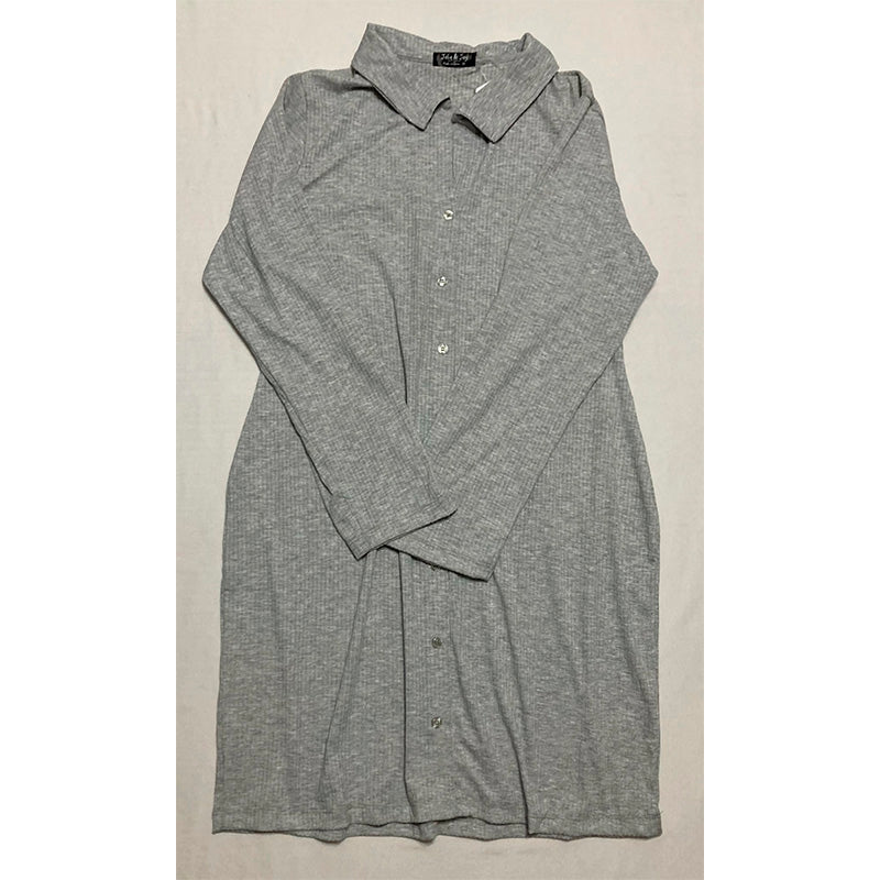 Jolie & Joy Dress Long Sleeve Notch Collar Grey 3X