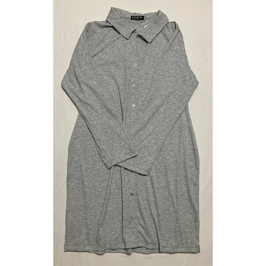 Jolie & Joy Dress Long Sleeve Notch Collar Grey 3X