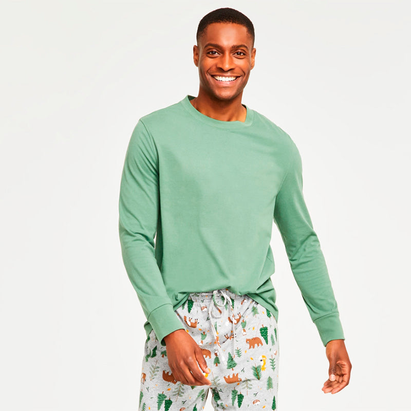 Family Pj Men Sleep Top Green Olive 2XL