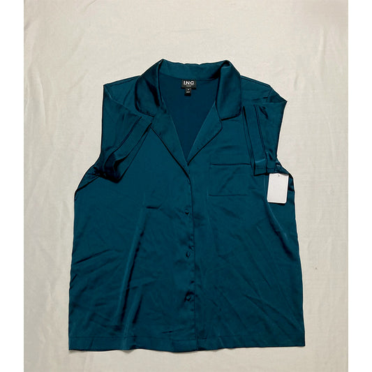 INC Only Sleep Top Notch Collar Blue M