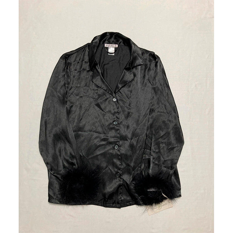Linea Donatella Only Pajama Top Notch Collar Black M