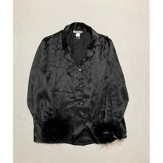 Linea Donatella Only Pajama Top Notch Collar Black M
