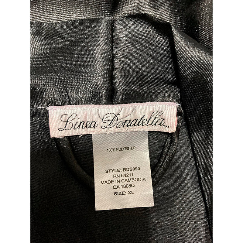 NWD Linea Donatella 'Mrs' Satin Wrap Bridal Robe Black XL