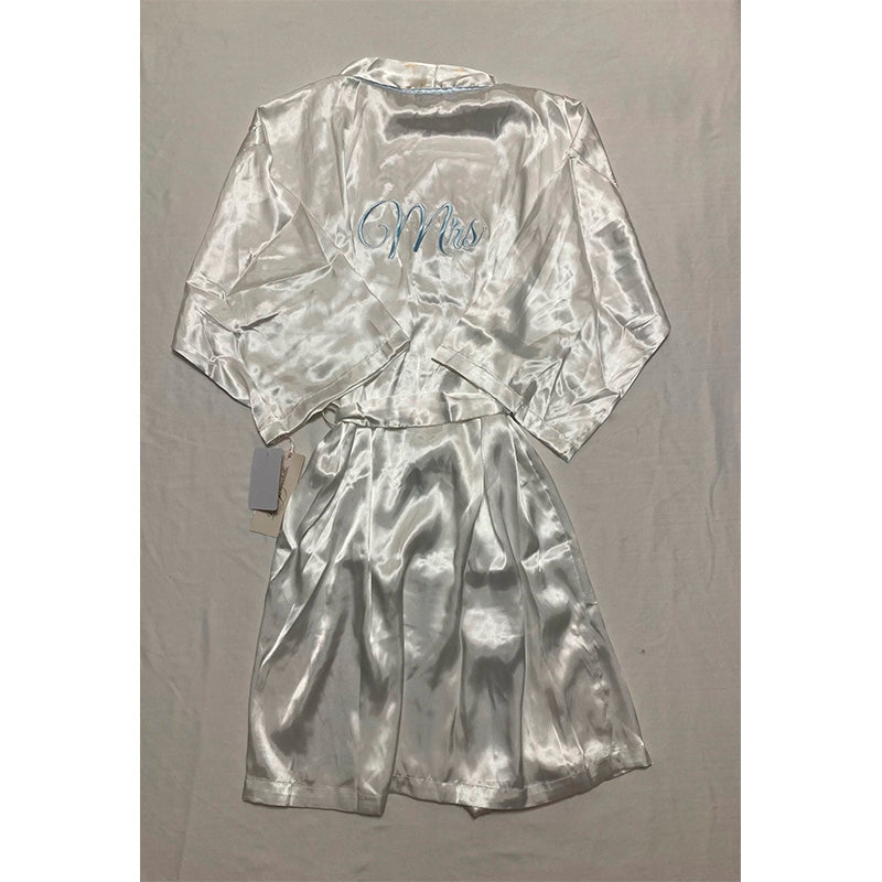 NWD Linea Donatella 'Mrs' Satin Wrap Bridal Robe and Dress White S