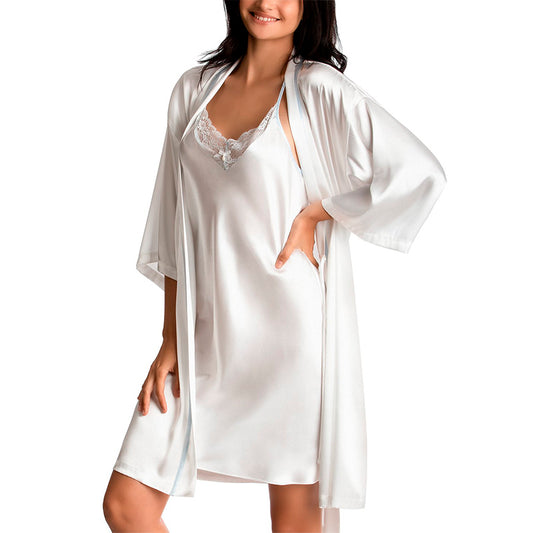 NWD Linea Donatella 'Mrs' Satin Wrap Bridal Robe and Dress White S