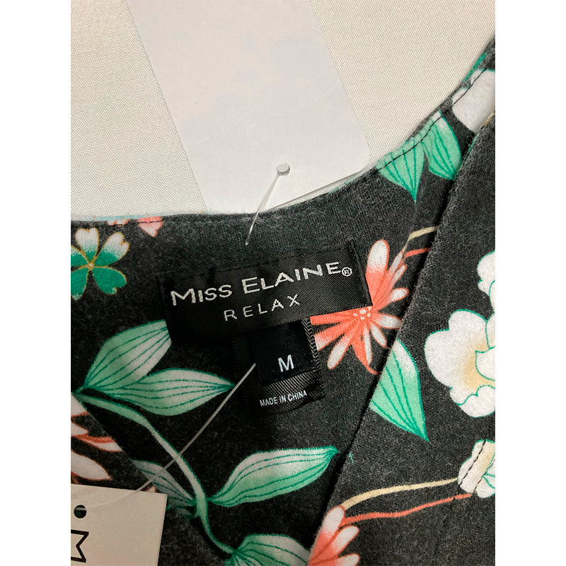 NWD Miss Elaine Short-Sleeve Floral Snap Front Nightgown M