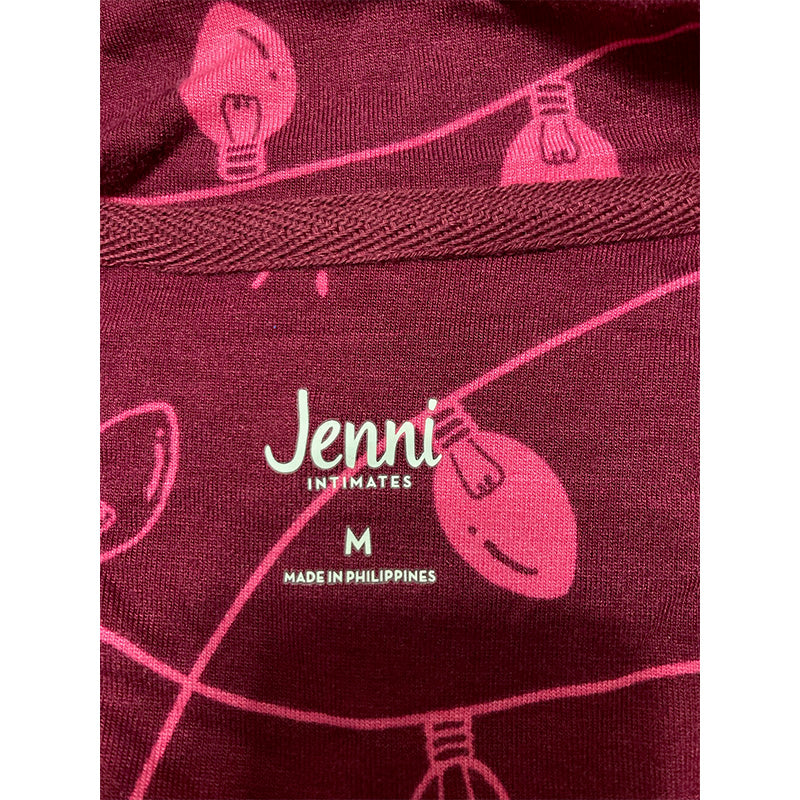 Jenni Women's Notched-Collar Long-Sleeve Sleepshirt Burgundy M