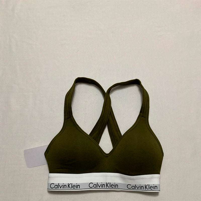 Calvin Klein Bralette Logo Band Green Olive XS