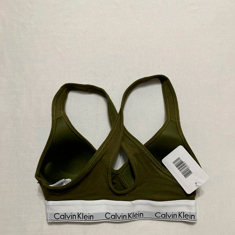Calvin Klein Bralette Logo Band Green Olive XS