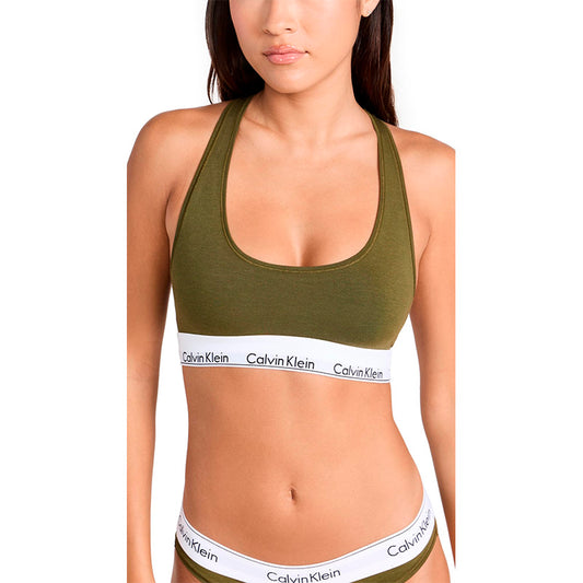 Calvin Klein Bralette Logo Band Green Olive XS