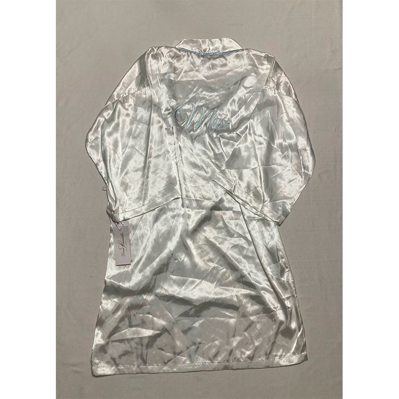 NWD Linea Donatella Mrs Satin Wrap Bridal Robe White S
