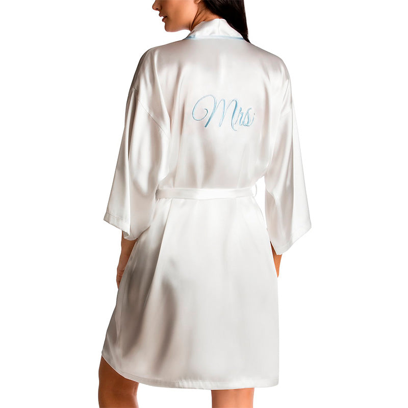 NWD Linea Donatella Mrs Satin Wrap Bridal Robe White S