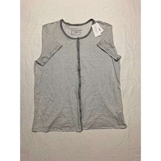 Charter Club Only Pajama Top Heather Grey Striped L
